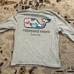 Vineyard Vines Kids Heather Gray Nashville Whale Long Sleeve Tee
